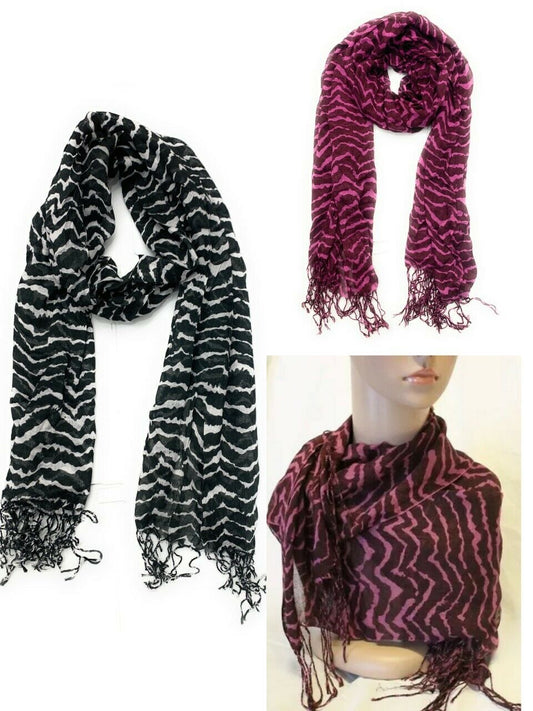 100% Viscose Cotton Long Zebra Stripe Animal Print Scarf Gift