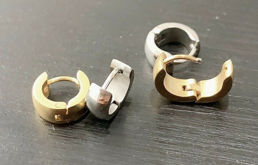 Small Cuff Huggie Hoop Stainless Steel Upper Cartilage Earrings - Silver or Gold