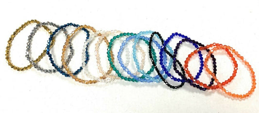 Girls Womans Ladies Classic Sparkly Crystal Beaded Elastic Bracelet Thin Slim