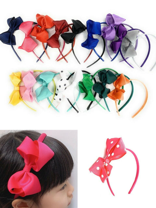 Girls Kids Large Hair Bow Headband Alice Band Ribbon Bands School Wedding Party