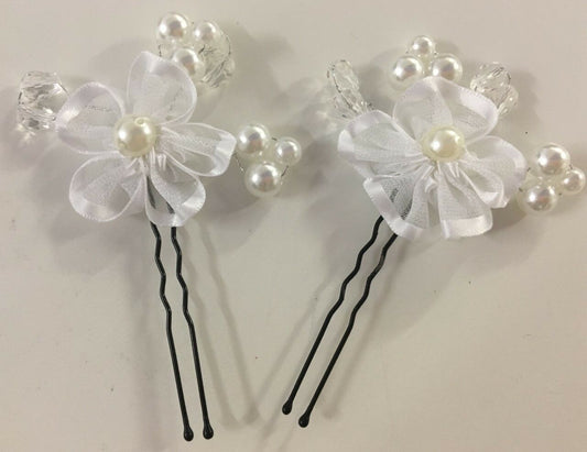 Women's Bridal Wedding Prom Silver Crystal Rhinestone Pearl Hair Pins Clips Grip