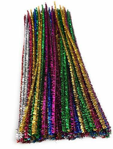 100 Chenille Craft Stems Tinsel Pipe Cleaners CHRISTMAS Mix Colours Stripes UK