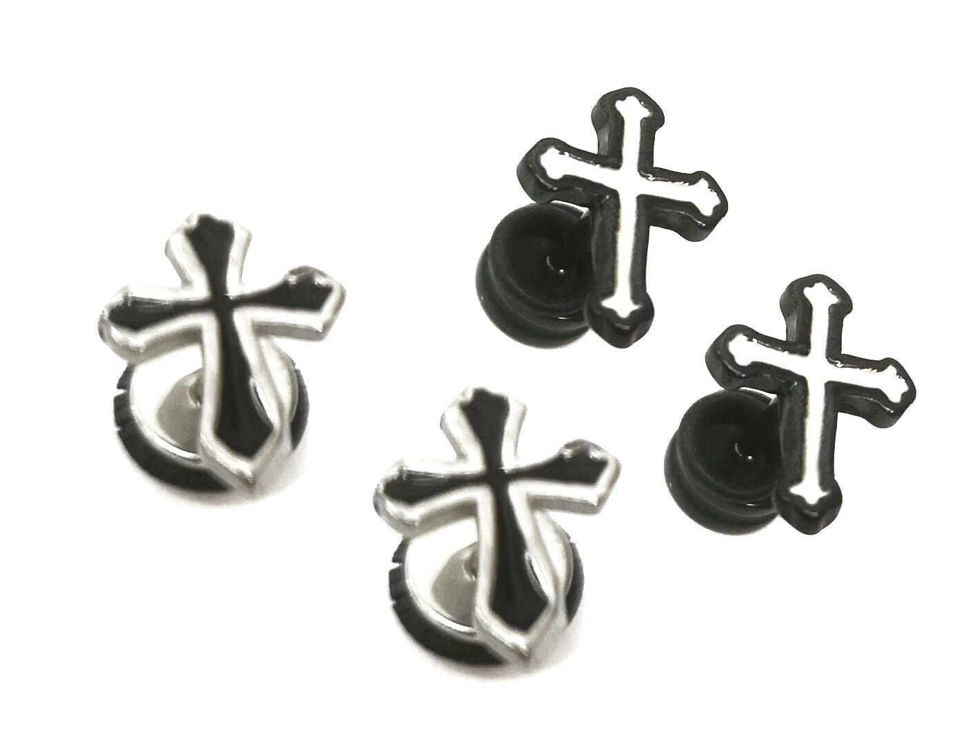 Mens PAIR Stainless Steel Stud Earrings Pair Design Screw back Womens Girls Boy