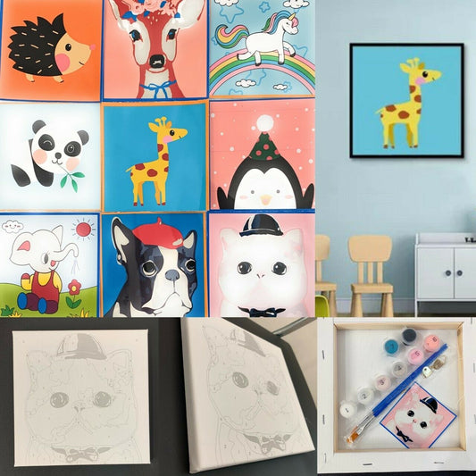 Framed Oil Painting Kit Paint By Numbers Children's Party DIY Craft Xmas Gift UK