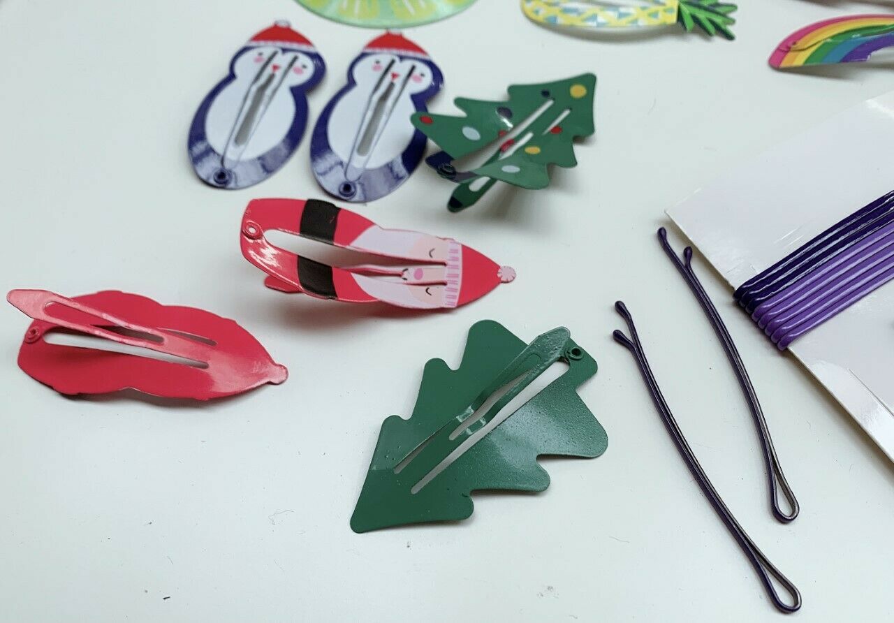 70Pcs Set Girls kids Novelty Hair Clips Snap Clip Slides Santa Unicorn Mermaid