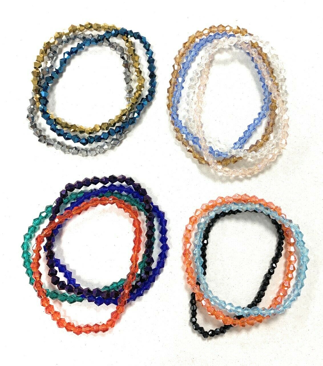 Girls Womans Ladies Classic Sparkly Crystal Beaded Elastic Bracelet Thin Slim