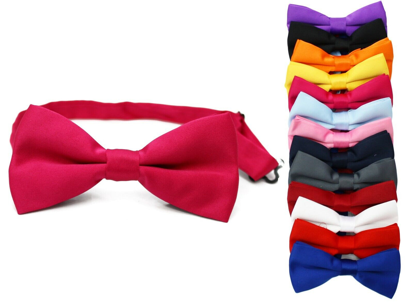 Classic Mens Womens Clip-On Banded Bow Tie Pre Tied Plain Dickie Bowtie