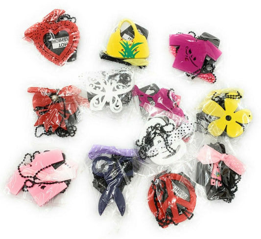 6 Girls Kids Wooden Pendant Long Necklace Chain Birthday Party Goodie Bag Filler