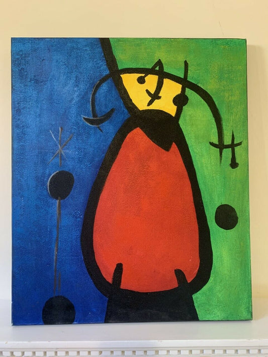 Ready to Hang 50 x 60cm Oil Painting Canvas Wall Art Abstract Mouse Red Blue UK