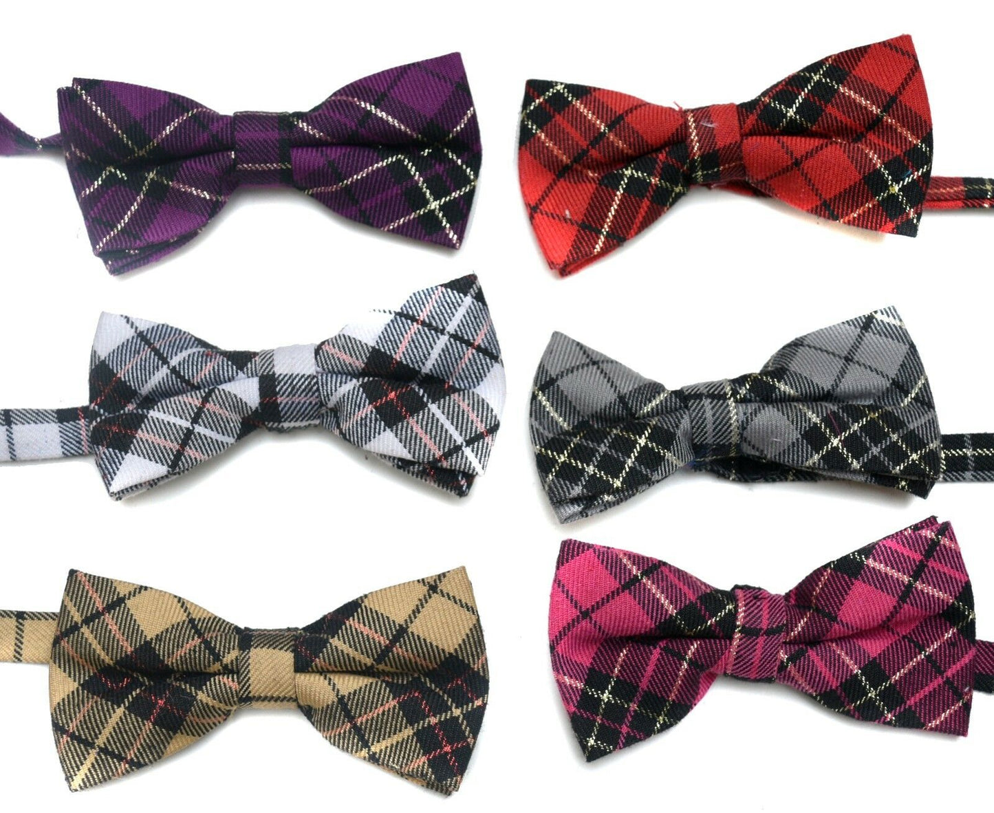 Cotton Tartan Boys Mens Vintage Pre Tied Wedding Party Dickie Bow ties Clip