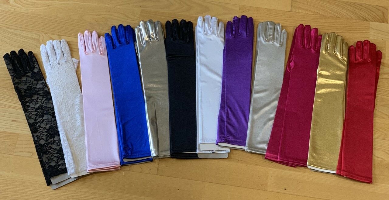 Ladies Short Wrist Gloves / Long Thin Satin Magician Party Dress Prom Wedding