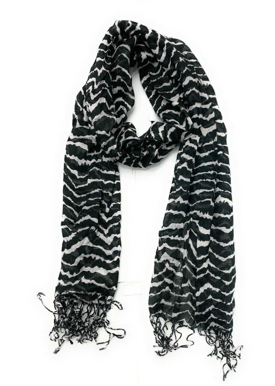 100% Viscose Cotton Long Zebra Stripe Animal Print Scarf Gift
