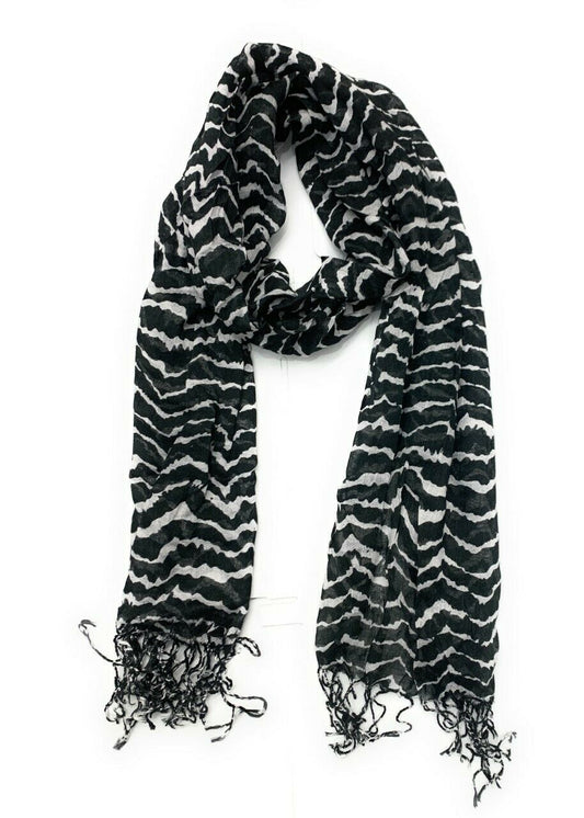 100% Viscose Cotton Long Zebra Stripe Animal Print Scarf Gift