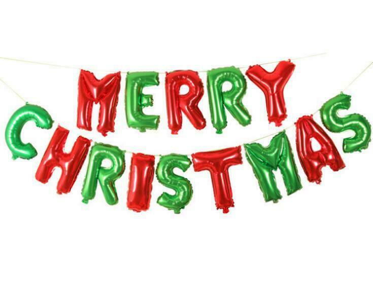 16" MERRY CHRISTMAS FOIL BALLOON Banner Bunting Self Inflating Hanging Party UK