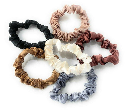 6 x Satin Scrunchies Set Elastic Hair Bands Scrunchy Bobbles Hair Ropes Rings UK