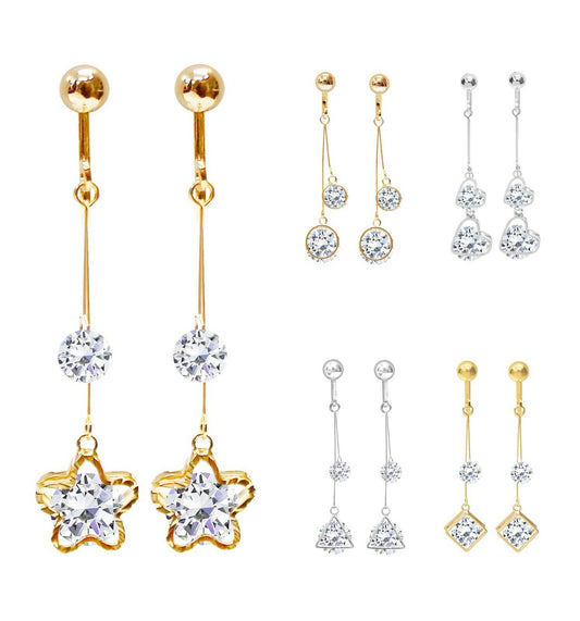 Crystal Drop Dangle Clip On Earrings Tassel Non Pierced Different Designs