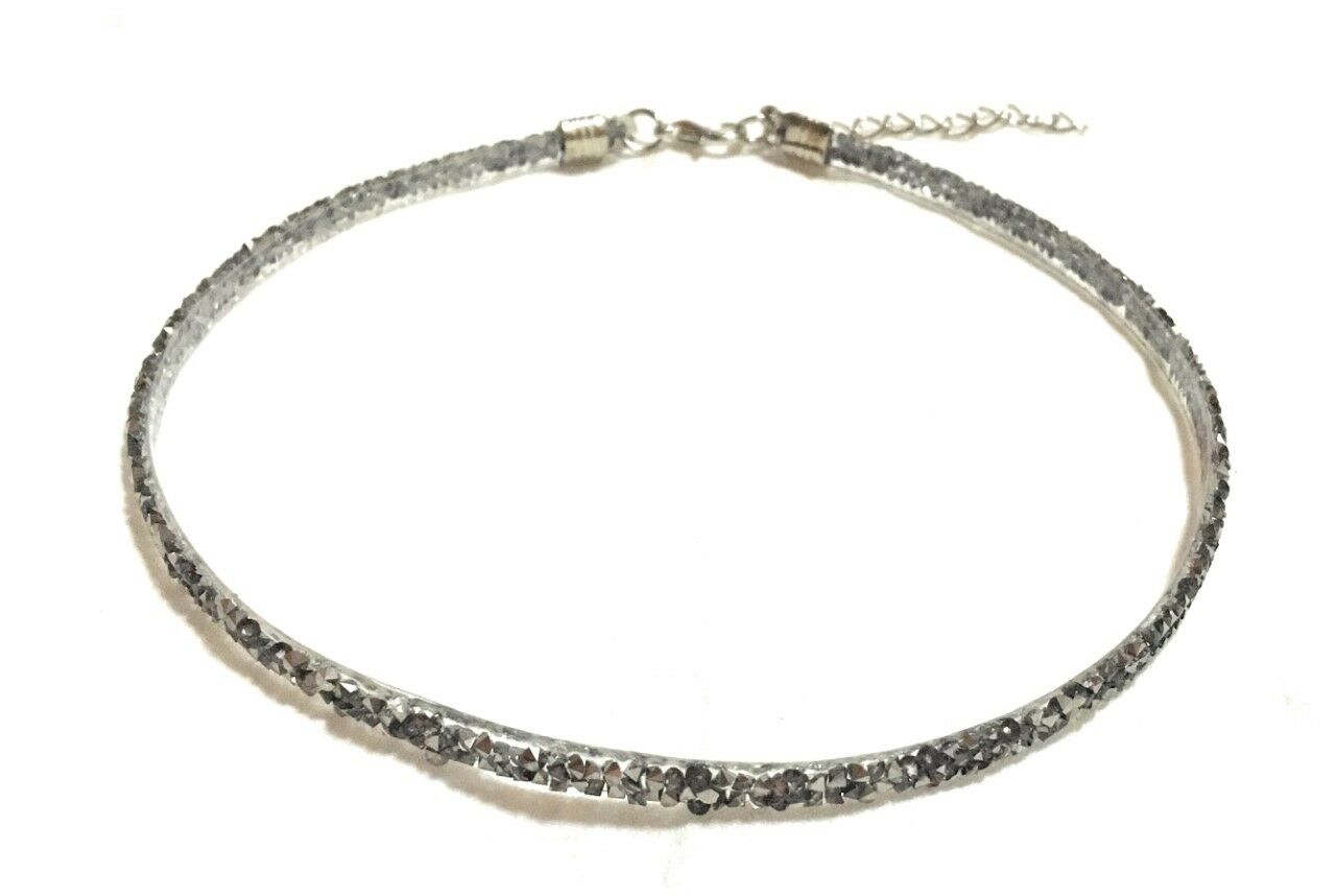 Slim Crystal Choker Necklace Classic Gothic Tattoo Retro Sparkly Party Gift UK