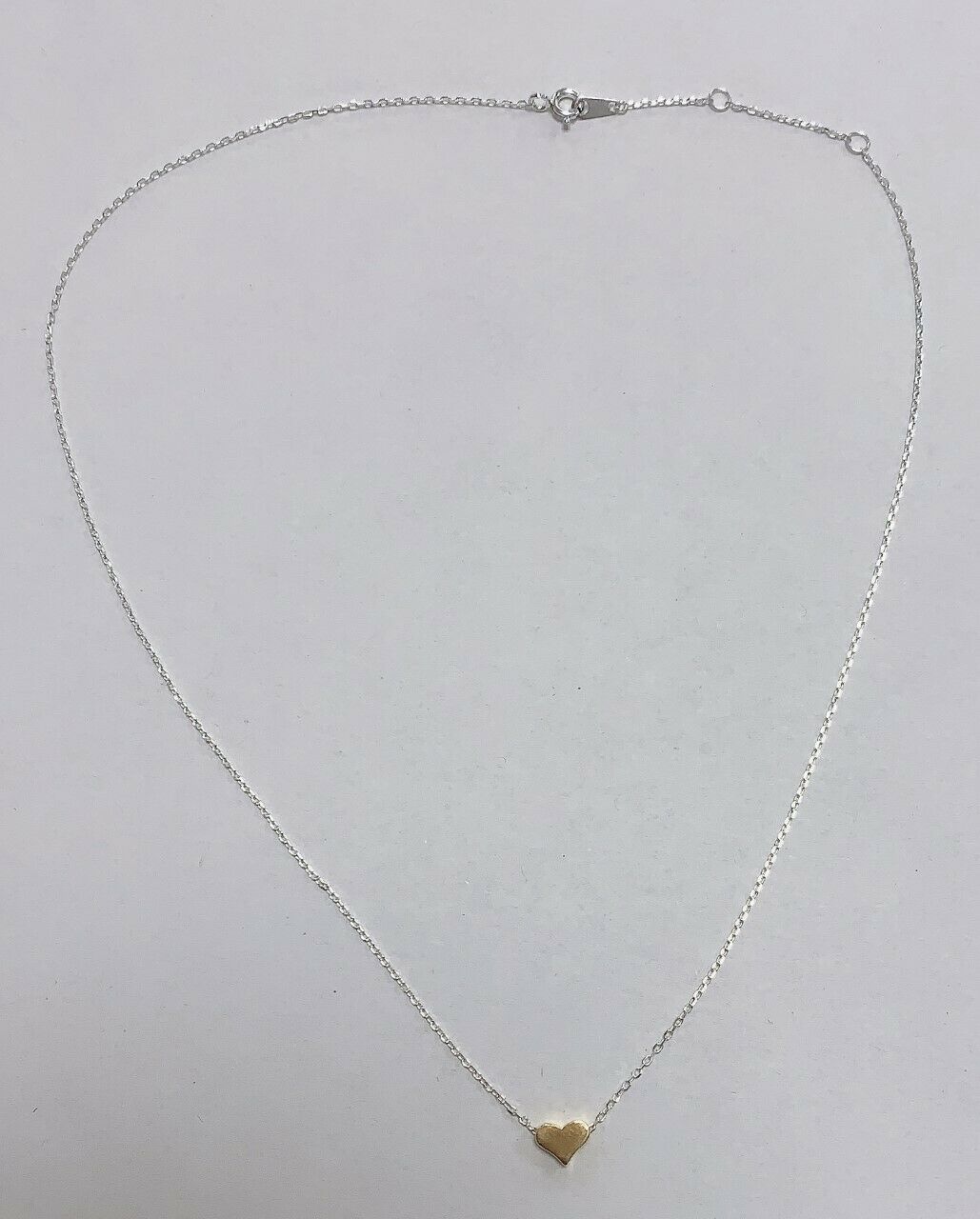 925 Sterling Silver Necklace (Gift Pouch) Chain with Gold Plated Heart Pendant