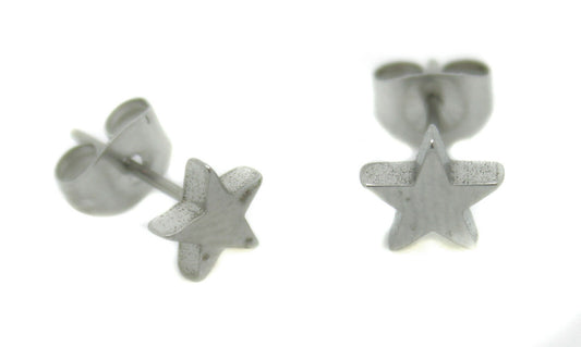 PAIR Men's Star Gothic Stainless Steel Ear Studs Earrings Fake Stretcher