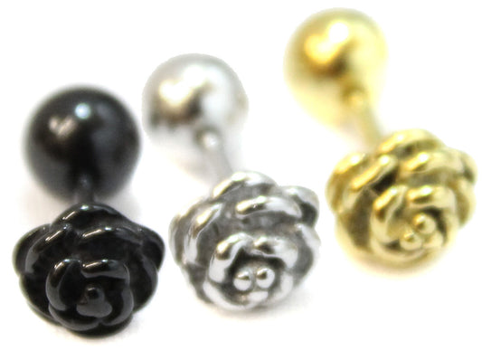 Rose Stainless Steel Stud Mens Earring Body Fake Stretcher Goth