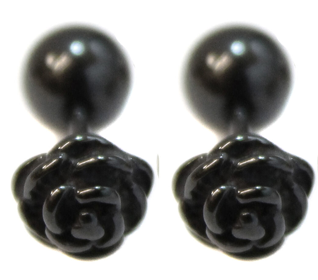 Rose Stainless Steel Stud Mens Earring Body Fake Stretcher Goth