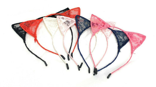 Girls Lace Cat Ear Headband Hairband Costume Fancy Dress Ears Cosplay Party UK