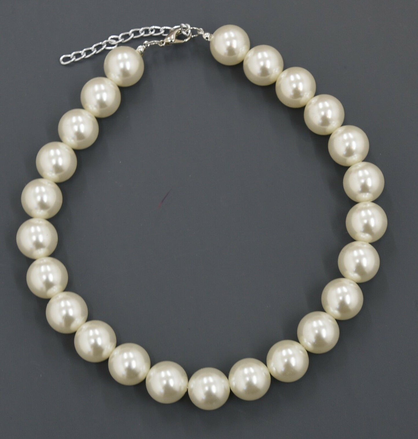 Large Big Giant Pearl 18mm Light Cream Pearl Necklace Bib Vintage Great Gatsby
