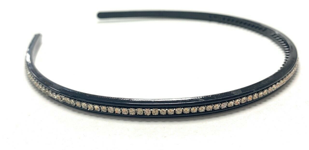 Slim Girls Black Alice Band Hair Head Headband with Single Row Sparkly Crystal
