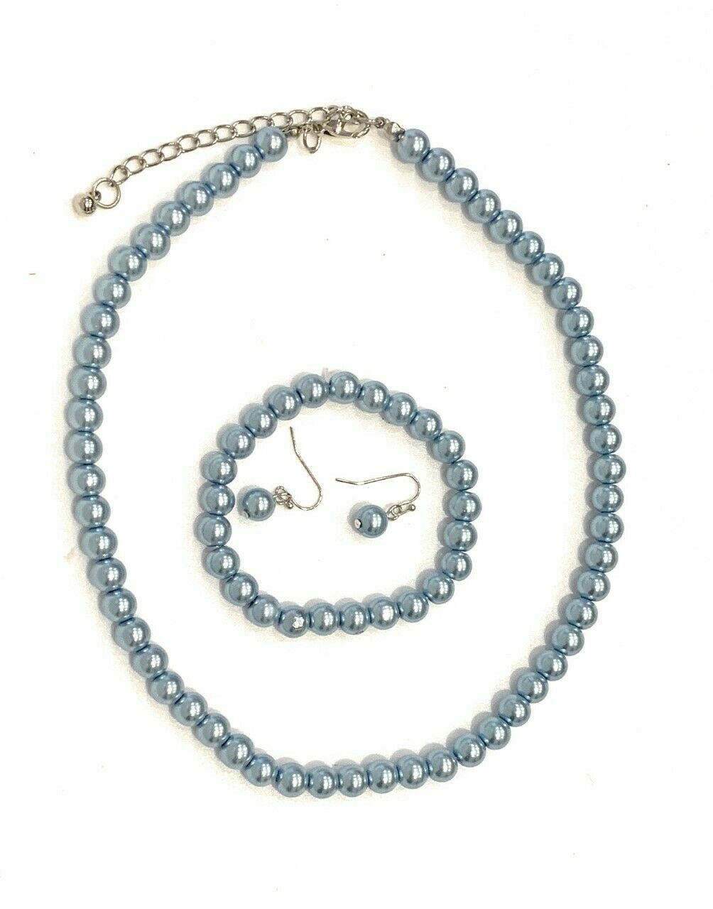 CLASSIC FAUX PEARL NECKLACE EARRINGS & BRACELET JEWELLERY SET VINTAGE