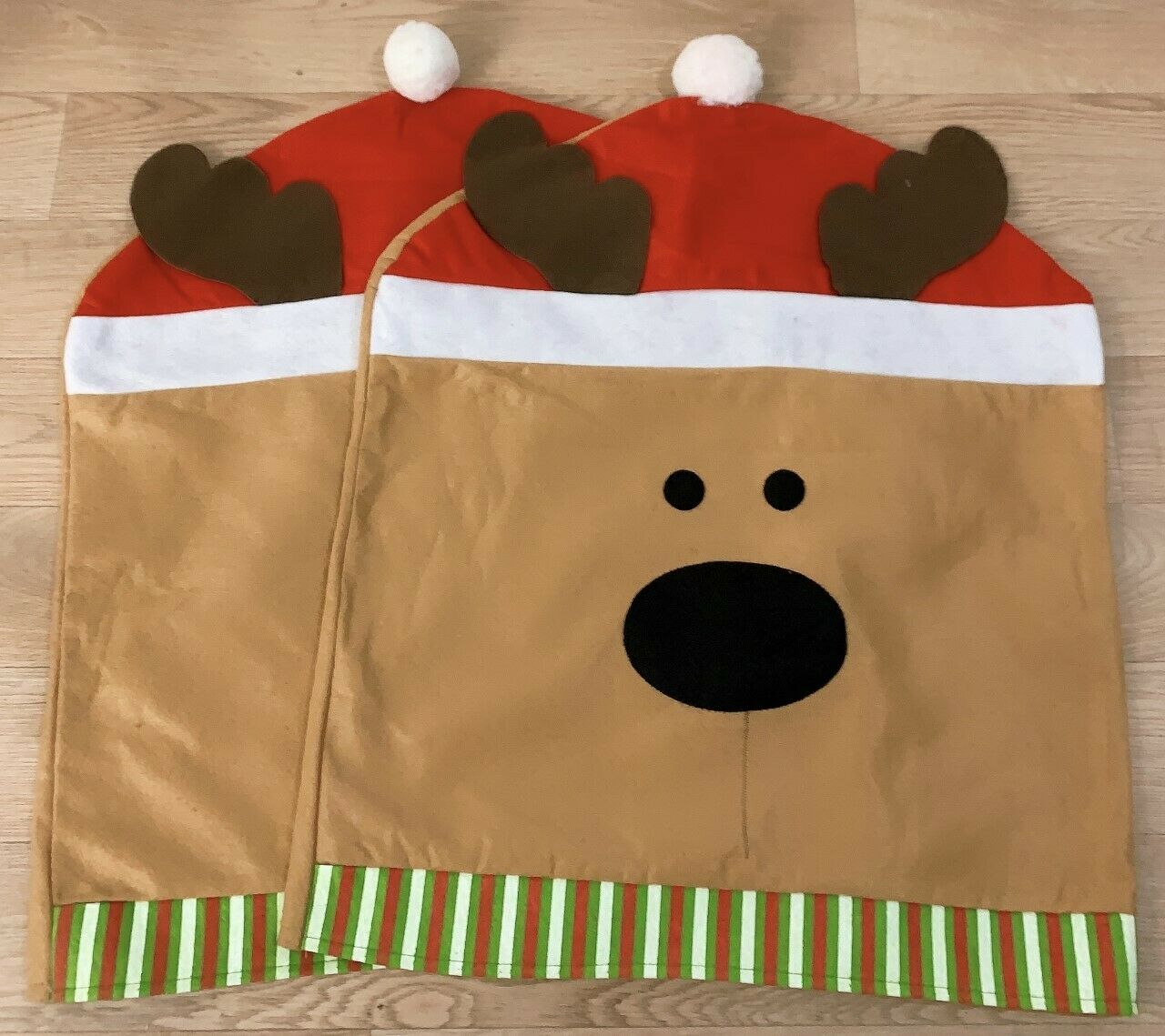 2 x (A Pair) Christmas Rudolph Dining Chair Back Covers Xmas Party Decorations