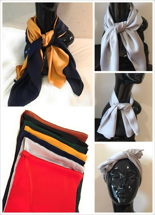Big Square Faux Silk Thin Head Neck Bag Scarf Charm - 70cm x 70cm Bandana UK
