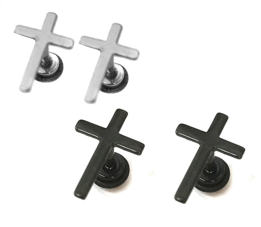 Mens PAIR Stainless Steel Stud Earrings Pair Design Screw back Womens Girls Boy