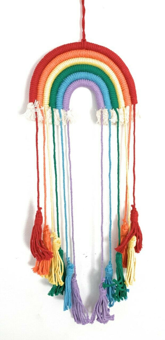 Cotton Thread Art - Large Rainbow Home Deco Wall Hanging Dreamcatcher Gift UK