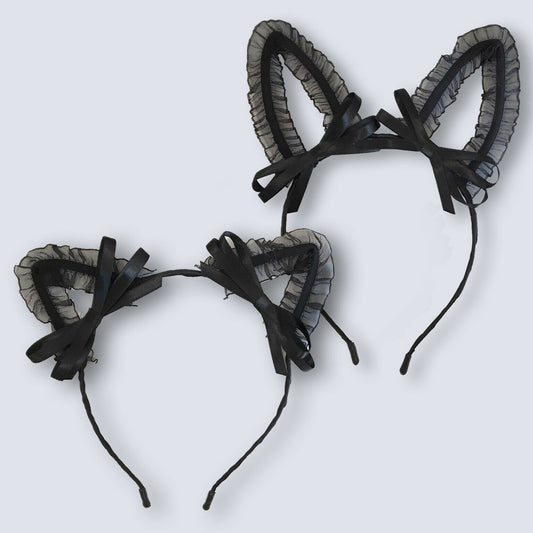 Black Sexy Lace Bow Cat Rabbit Ears Headband Fancy Dress Cosplay Halloween Party