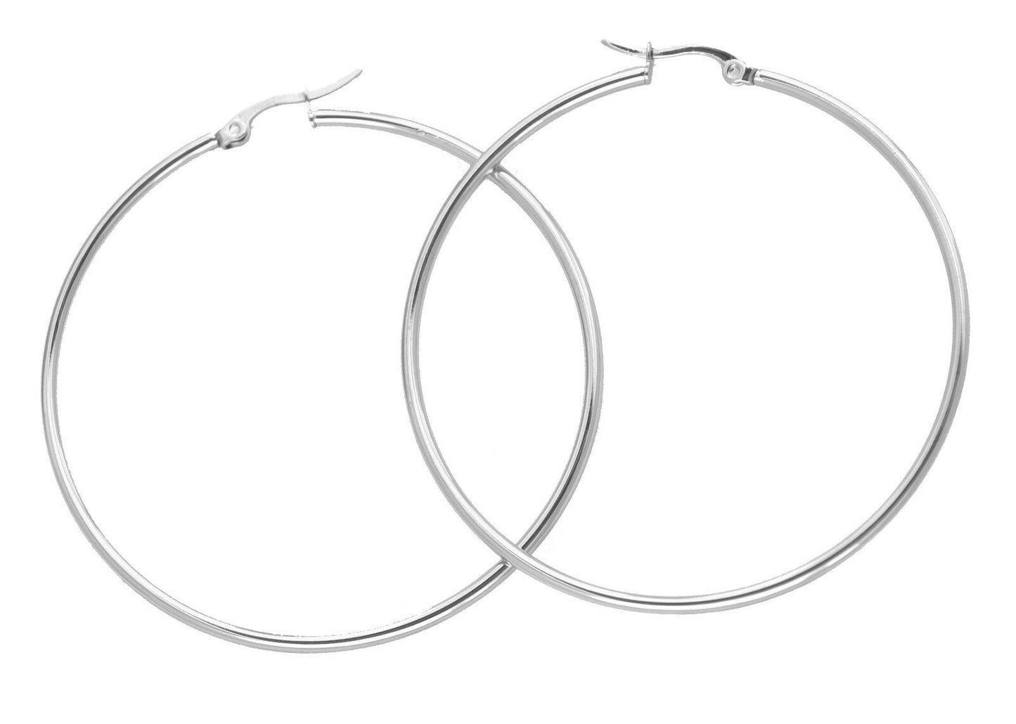 6cm Stainless Steel Hoop Sleepers Earrings - Silver or Gold