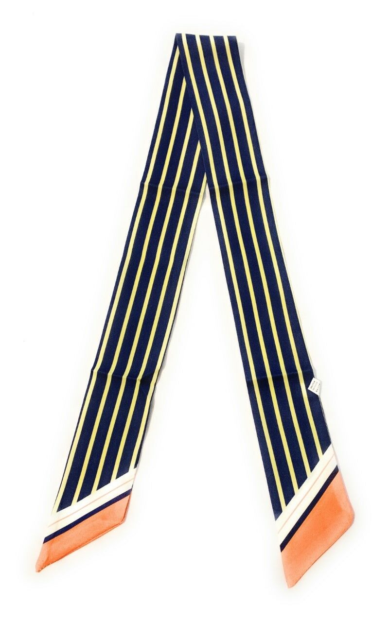 90cm Long Reversible Skinny Scarf Faux Silk Head Scarves Bag Charm Bow Bandana