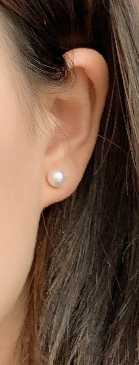 Quality 6mm Platinum Silver Plated Natural Shell Pearl Earrings Studs Xmas Gift