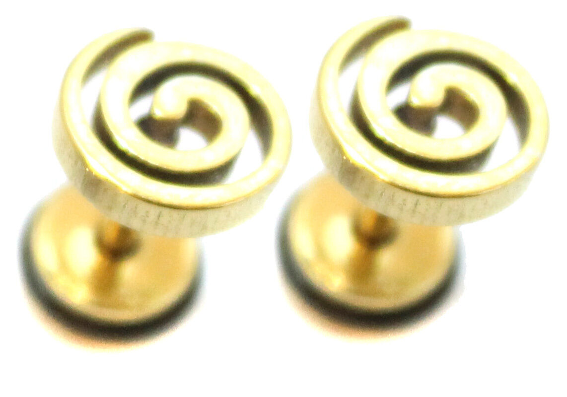 Spiral Stainless Steel Stud Earring Body Jewellery Fake Stretcher Mens Gothic