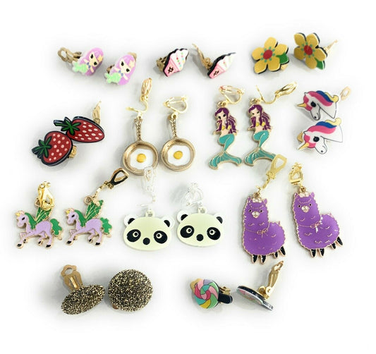 Girls CLIP ON Earrings Studs Non Pierced Ears Ear Stud Xmas Gift Stocking Filler
