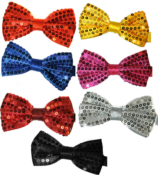 Classic SATIN SEQUIN Dickie Bow Tie Fancy Dress Party Pretied Wrap Around
