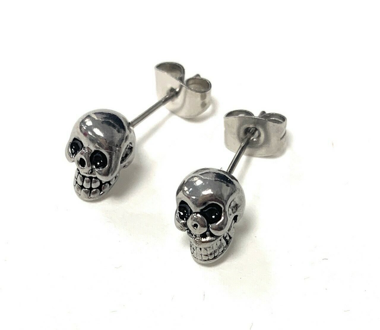 Pair Funky Surgical Stainless Steel Skull Rock Mens Womens Stud Earrings Studs