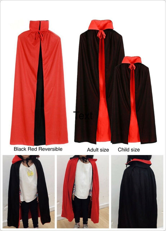 Halloween Black Red Vampire Cape Dracula Devil Cloak Kids Fancy Dress Costume UK