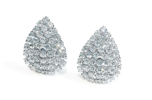 Classic Crystal Rhinestone Diamante Teardrop CLIP ON Stud Earrings Studs Womens
