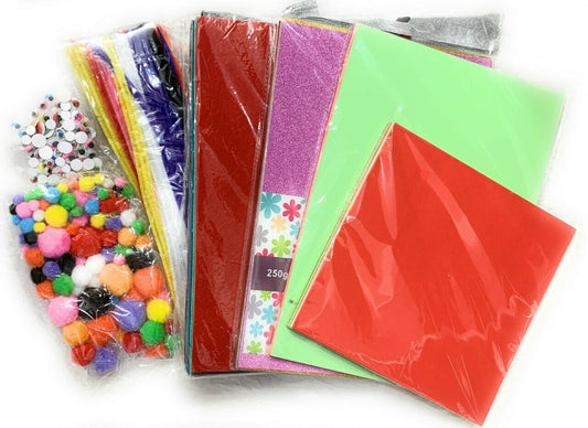 Mega Craft Pack Gift Set - Pipe Cleaners Origami Felt Glitter Paper Card Xmas UK