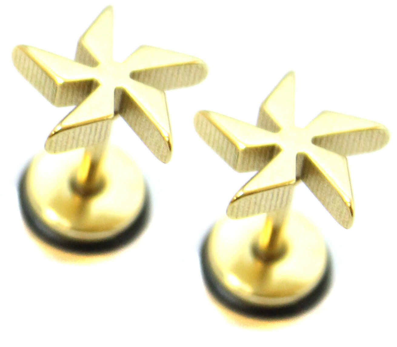Windmill Spike Stainless Steel Stud Mens Earring Body Fake Stretcher Goth Upper
