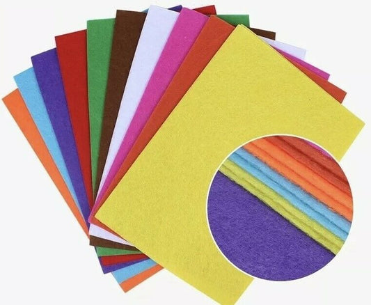 Pack of 20 A4 Felt Fabric Sheets for Arts and Crafts, Assorted Colours