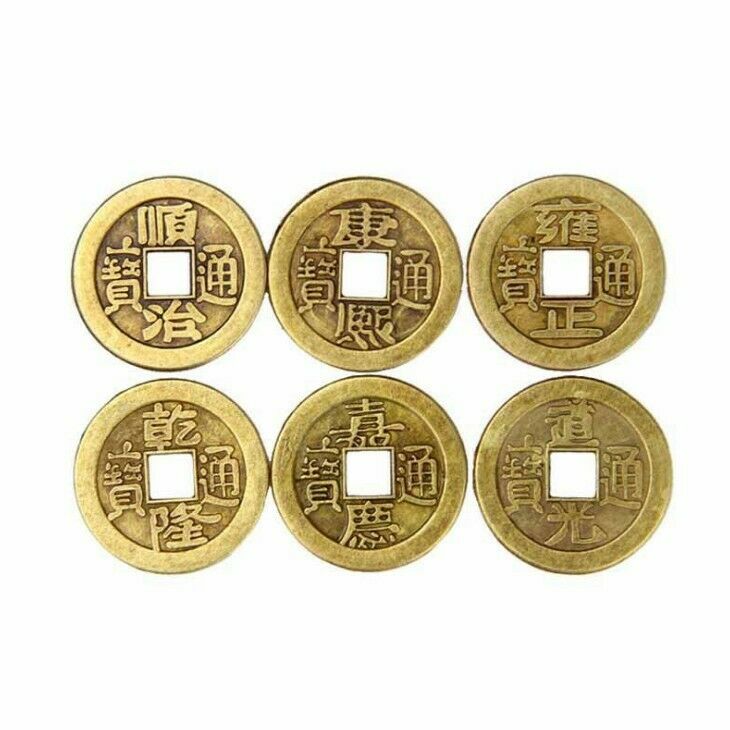 100 x Chinese Dynasty Emperor Feng Shui Lucky Play Coins 24mm w/ Square Hole UK