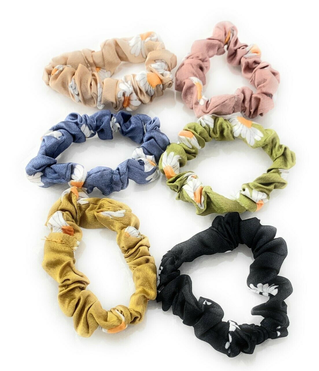 6 x Satin Scrunchies Set Elastic Hair Bands Scrunchy Bobbles Hair Ropes Rings UK