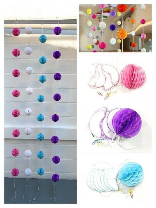 8.5ft Honeycomb Paper Ball Garland Bunting Party Bday Wedding Decoration Pom Pom