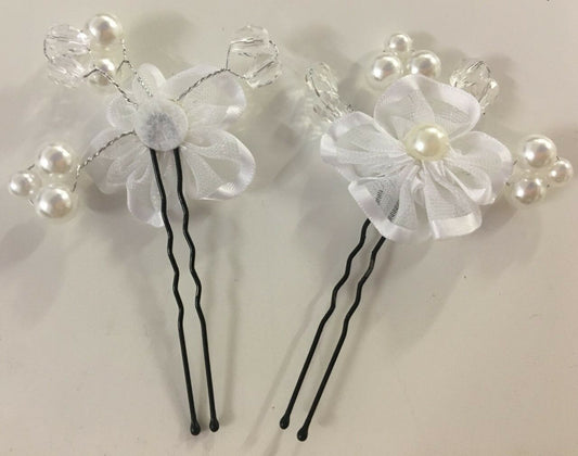 Women's Bridal Wedding Prom Silver Crystal Rhinestone Pearl Hair Pins Clips Grip